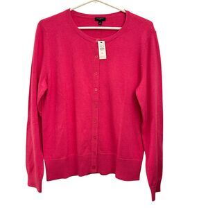 Talbots‎ Pink Cotton and Viscose Light Weight Button Up Cardigan Sweater PL NWT